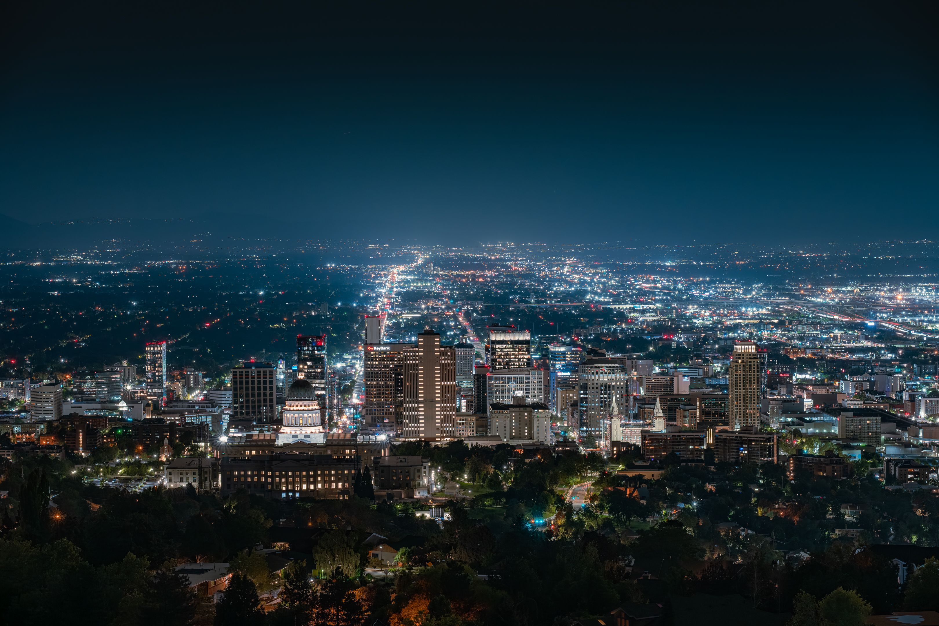 Salt Lake City skyline at night
